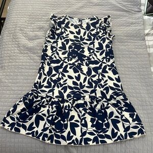Blue and white floral print spring dress